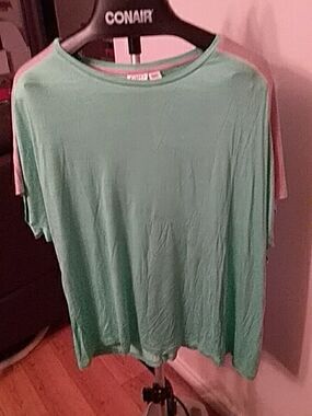 Cato Woman Mint Green Short Sleeve Tee with Pink Trim 22/24W BNWT